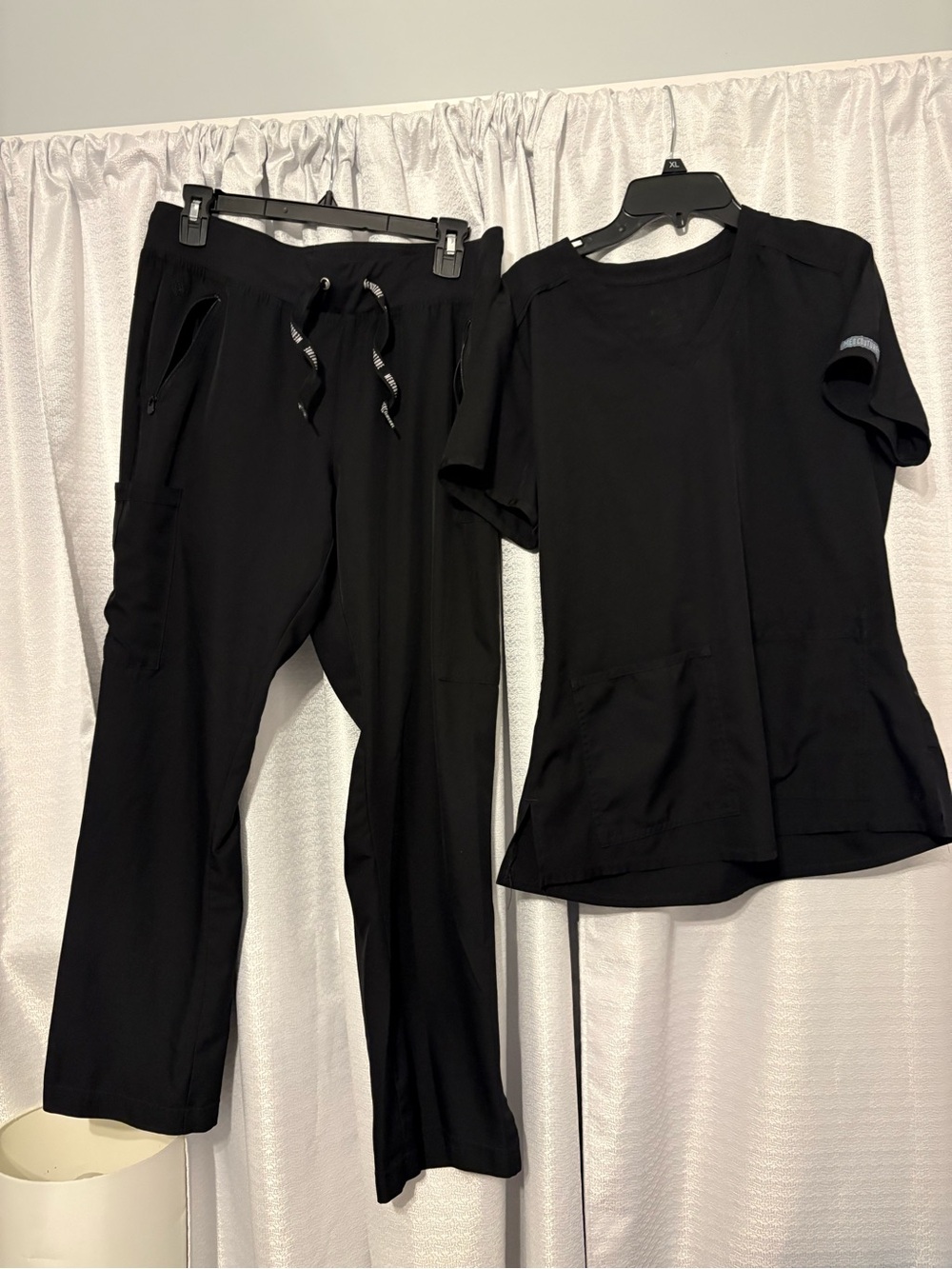 Med Couture Black Scrub Top and Drawstring Jogger Pants